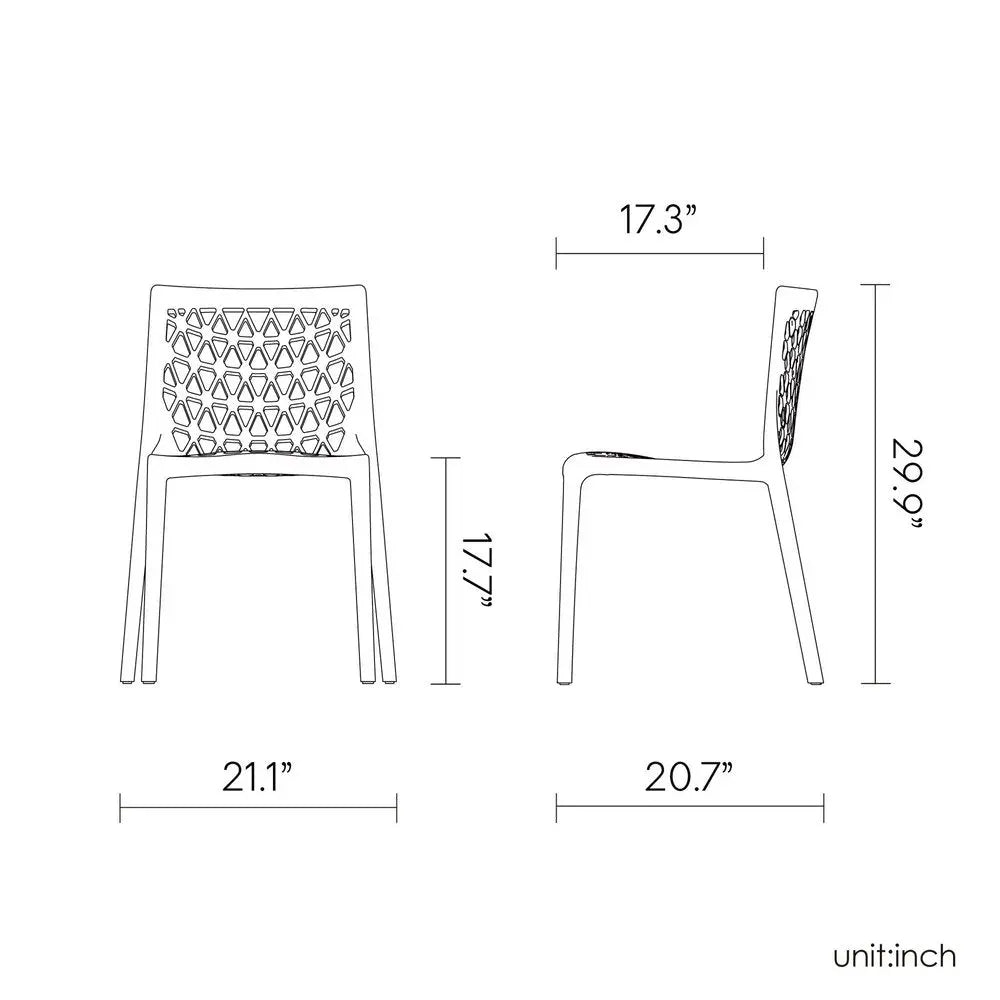 Set of Two Baby Blue Heavy Duty Plastic Outdoor Stacking Dining Chairs - NOBLE HOME INTERIORS