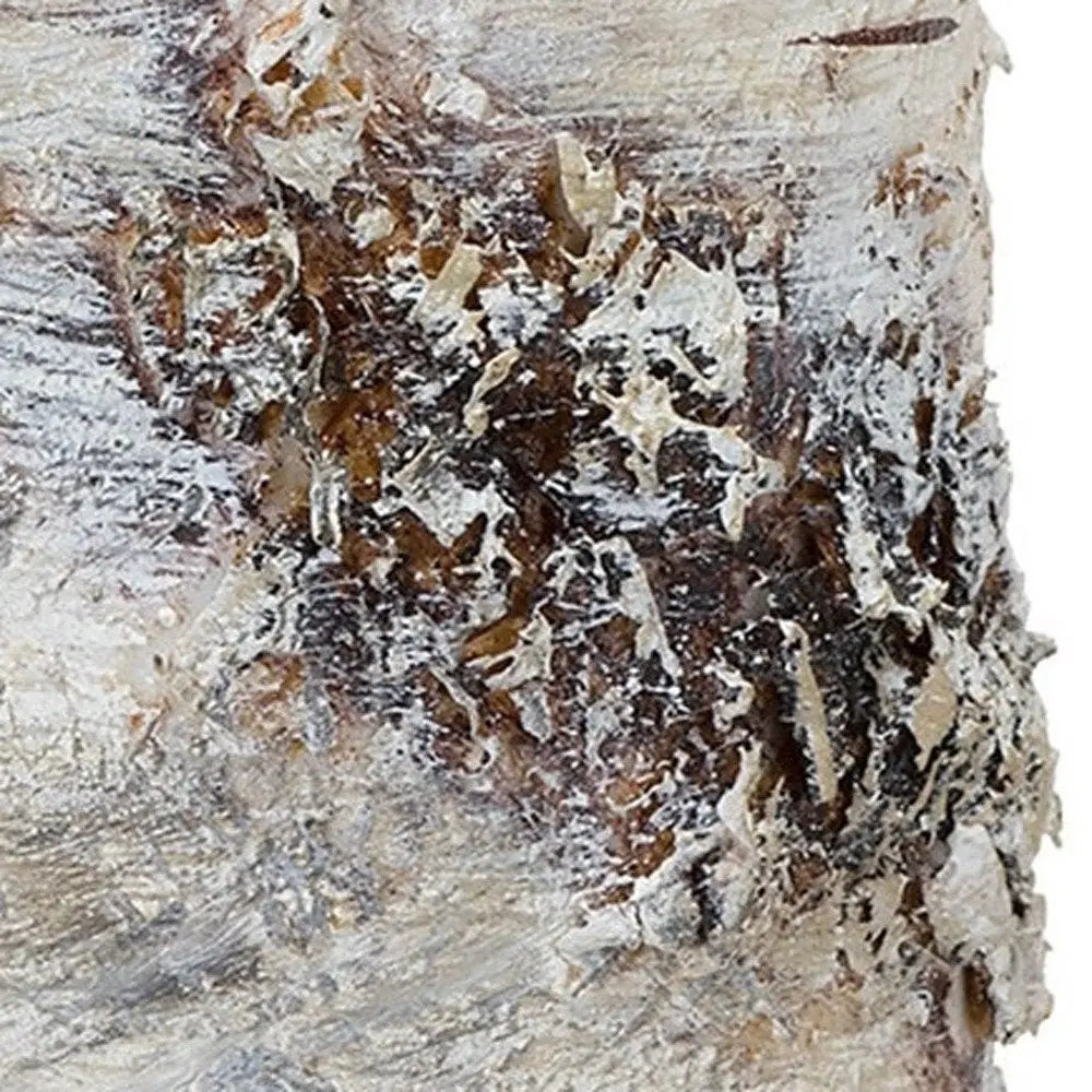 Set of Two Beige and Ivory Faux Birchwood Flameless Pillar Candle - NOBLE HOME INTERIORS