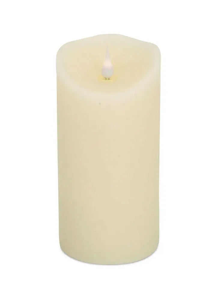 Set of Two Beige Flameless Pillar Candle - NOBLE HOME INTERIORS