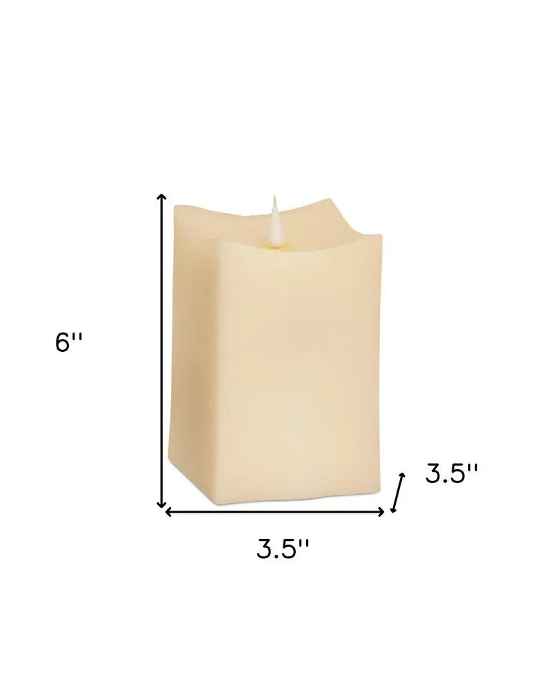Set of Two Beige Flameless Pillar Candle - NOBLE HOME INTERIORS