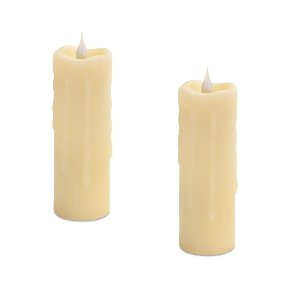 Set of Two Beige Flameless Votive Candle - NOBLE HOME INTERIORS