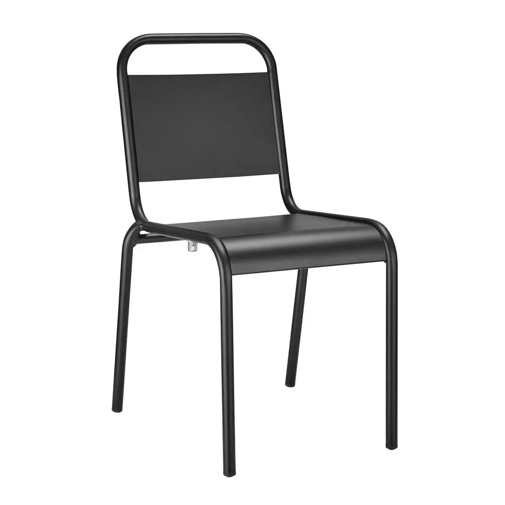 Set of Two Black Aluminum Outdoor Stacking Dining Chairs - NOBLE HOME INTERIORS