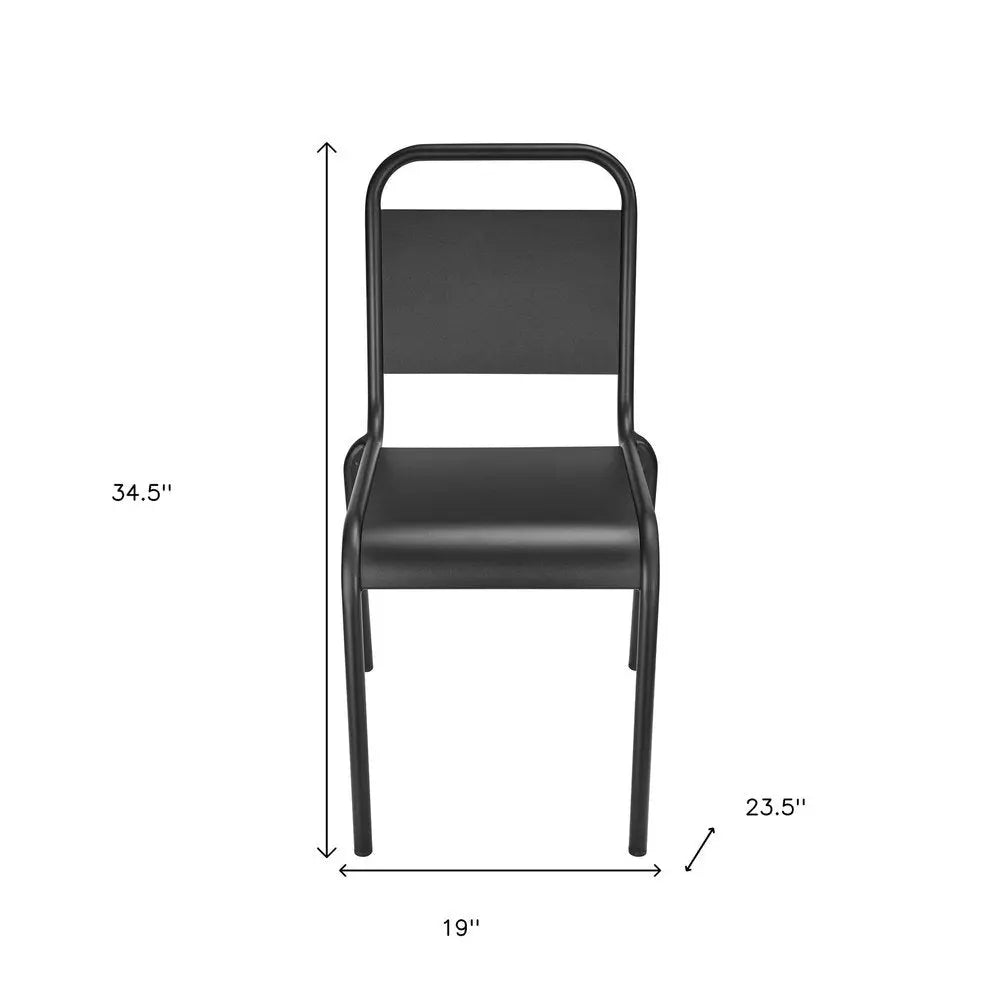 Set of Two Black Aluminum Outdoor Stacking Dining Chairs - NOBLE HOME INTERIORS