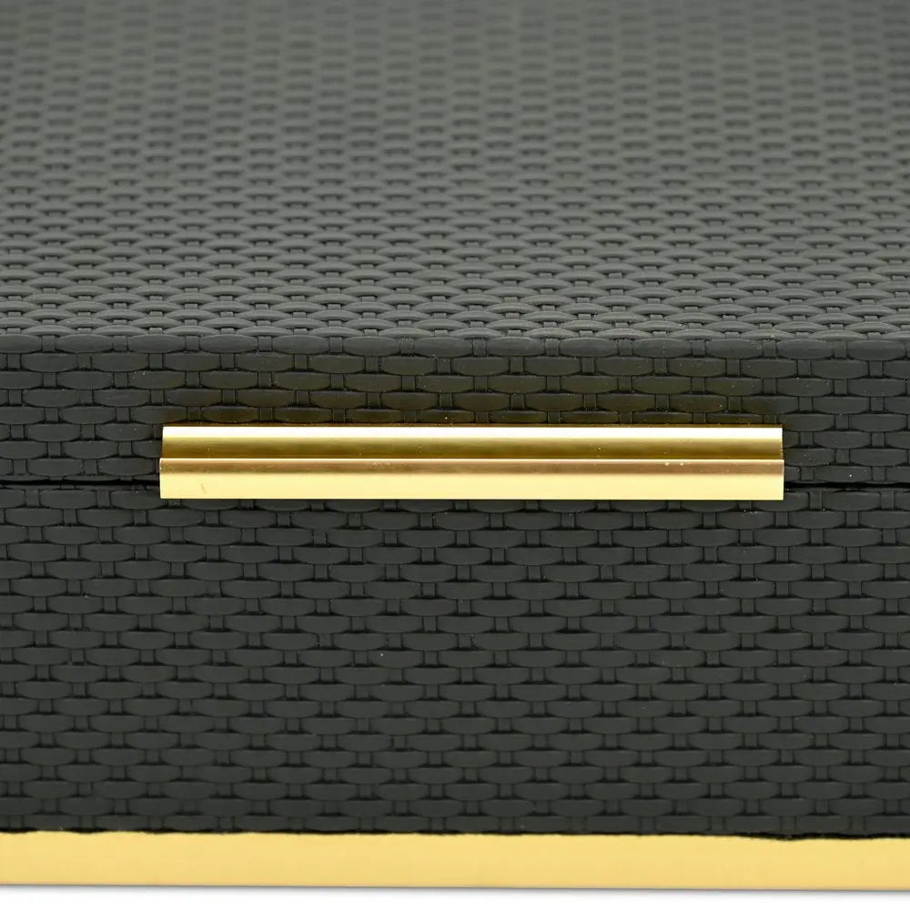 Set of Two Black And Gold Nesting Decorative Storage Boxes With Lids HomeRoots