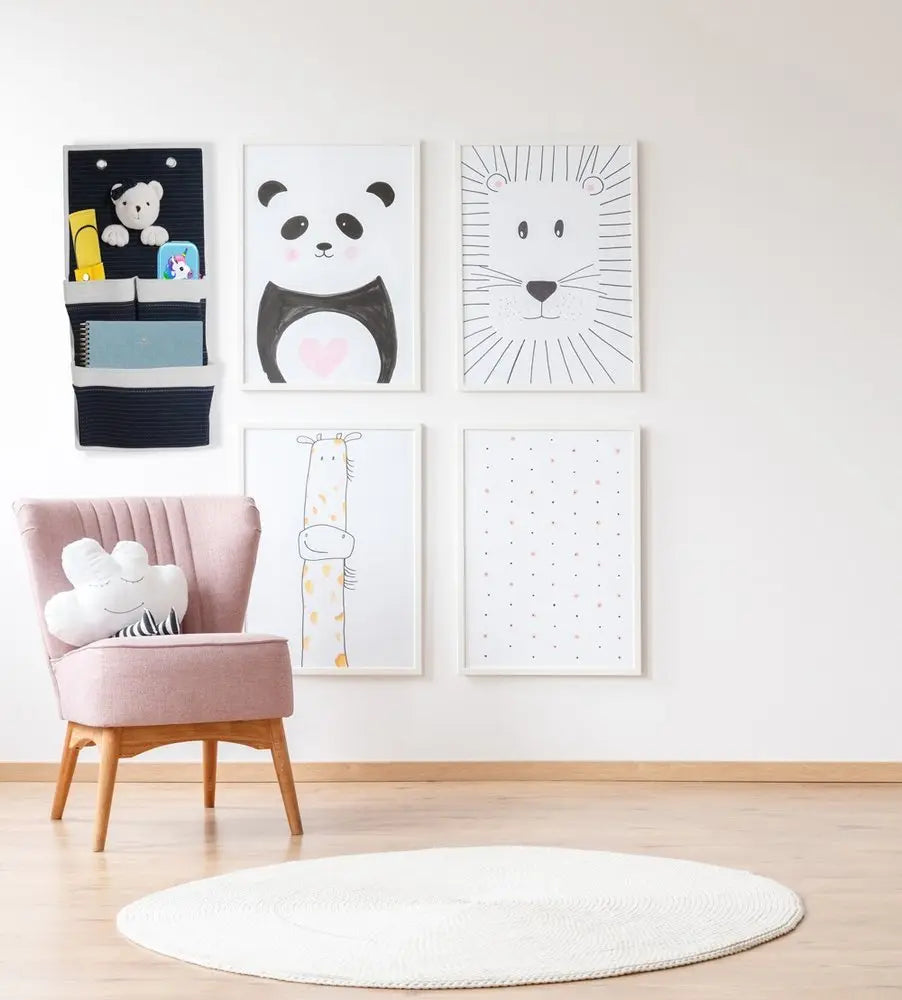 Set of Two Black And White Fabric Wall Hanger - NOBLE HOME INTERIORS