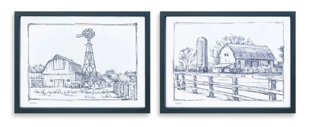 Set of Two Black And White Framed Art - NOBLE HOME INTERIORS