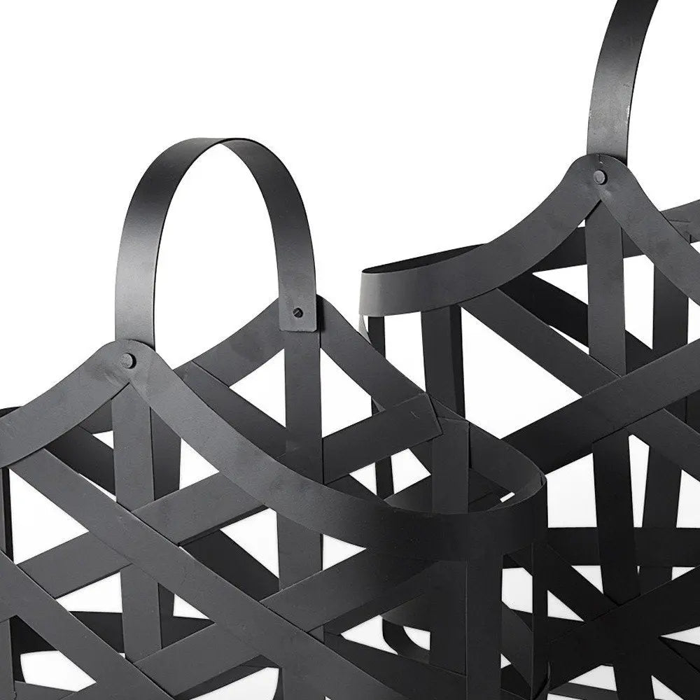 Set Of Two Black Geometric Metal Baskets HomeRoots