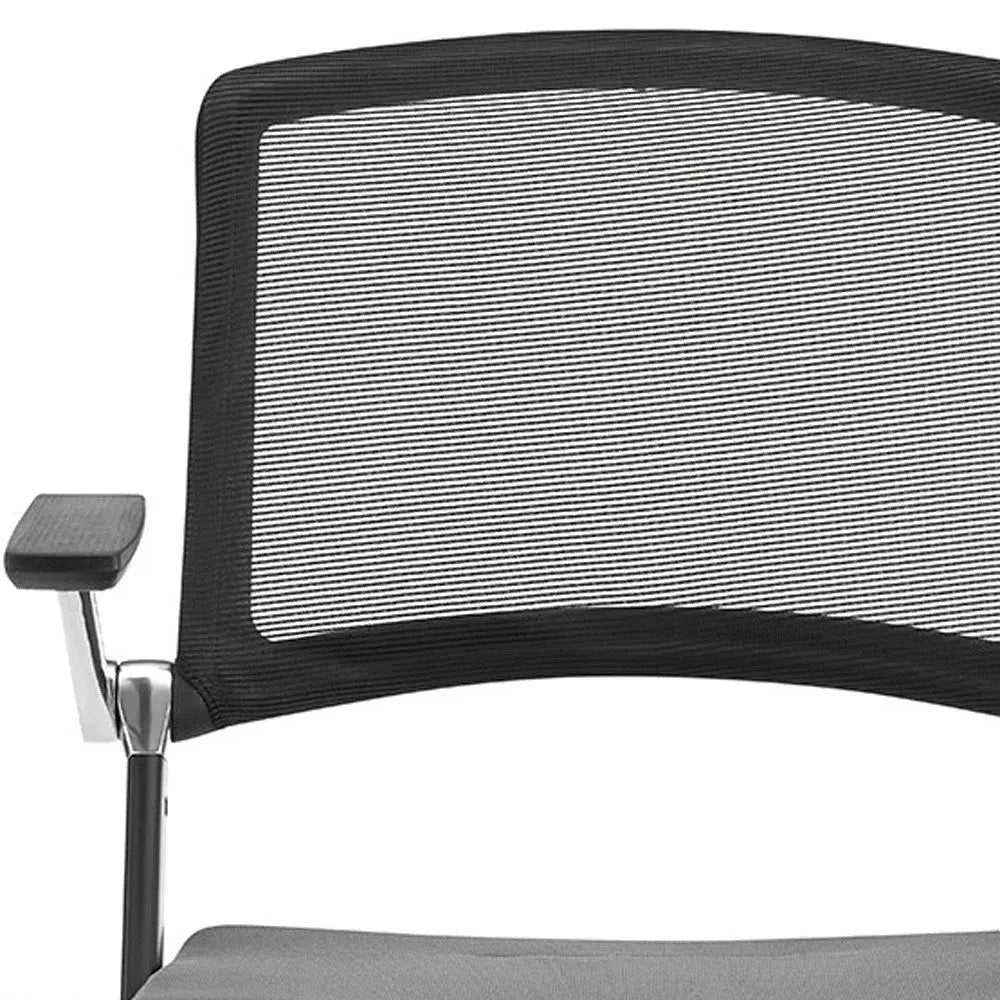 Set of Two Black Gray and Black Mesh Conference Office Chair - NOBLE HOME INTERIORS