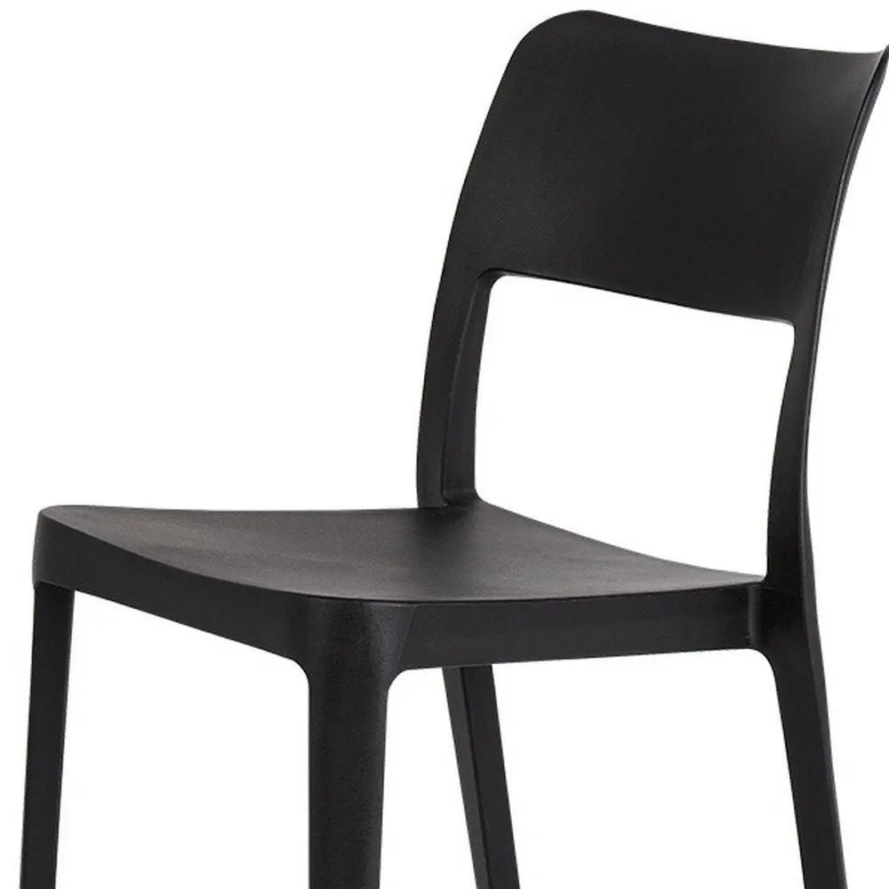 Set of Two Black Heavy Duty Plastic Outdoor Stacking Accent Chairs - NOBLE HOME INTERIORS
