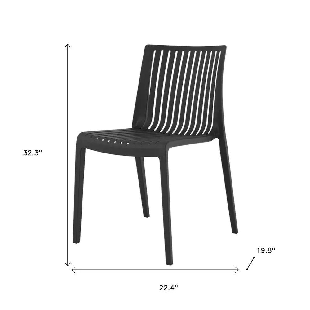 Set of Two Black Heavy Duty Plastic Outdoor Stacking Accent Chairs - NOBLE HOME INTERIORS
