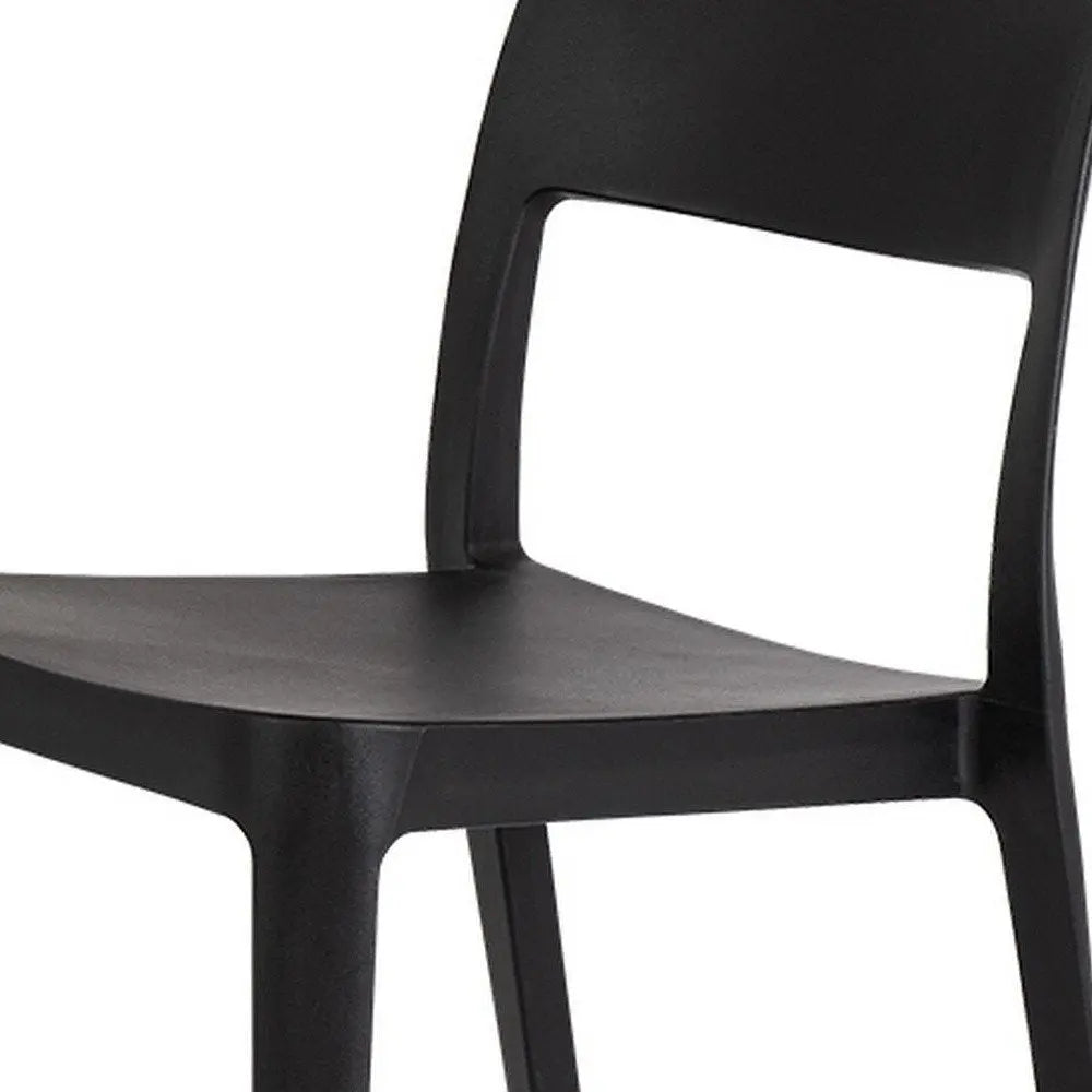 Set of Two Black Heavy Duty Plastic Outdoor Stacking Accent Chairs - NOBLE HOME INTERIORS