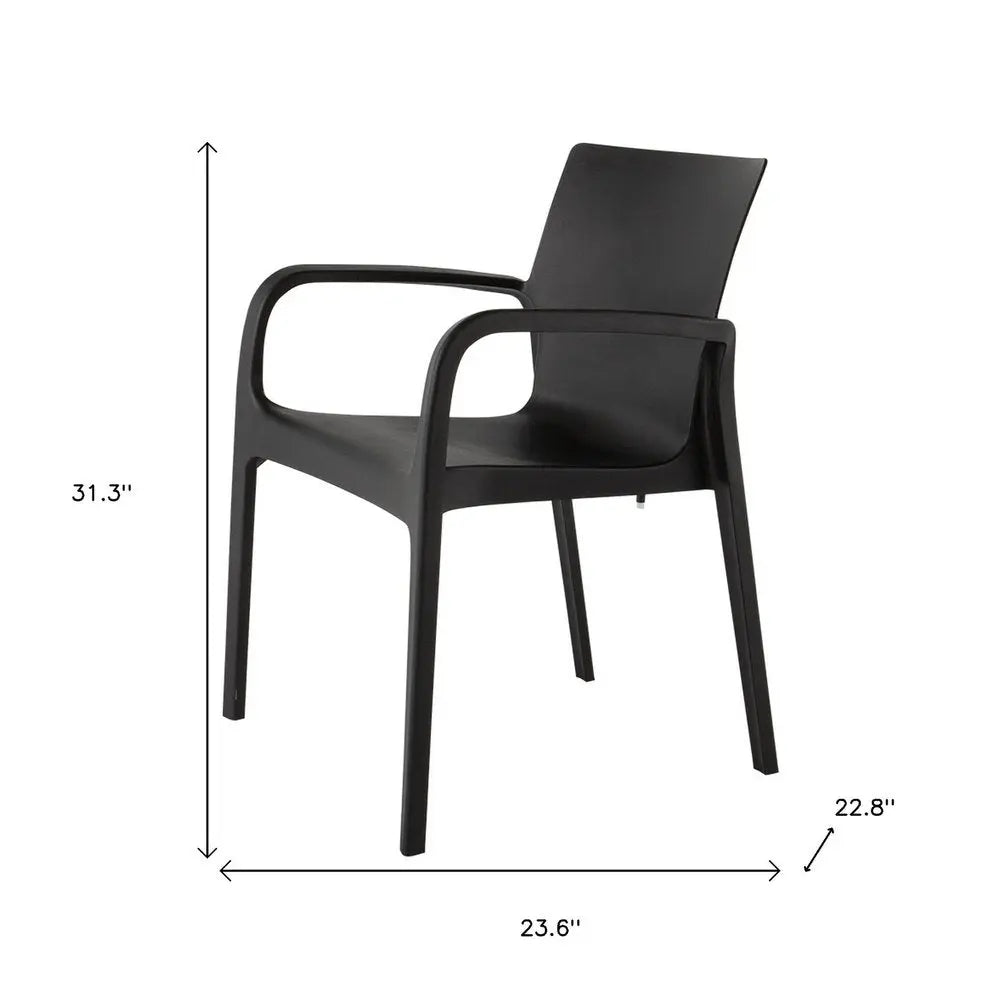 Set of Two Black Heavy Duty Plastic Outdoor Stacking Dining Chairs - NOBLE HOME INTERIORS