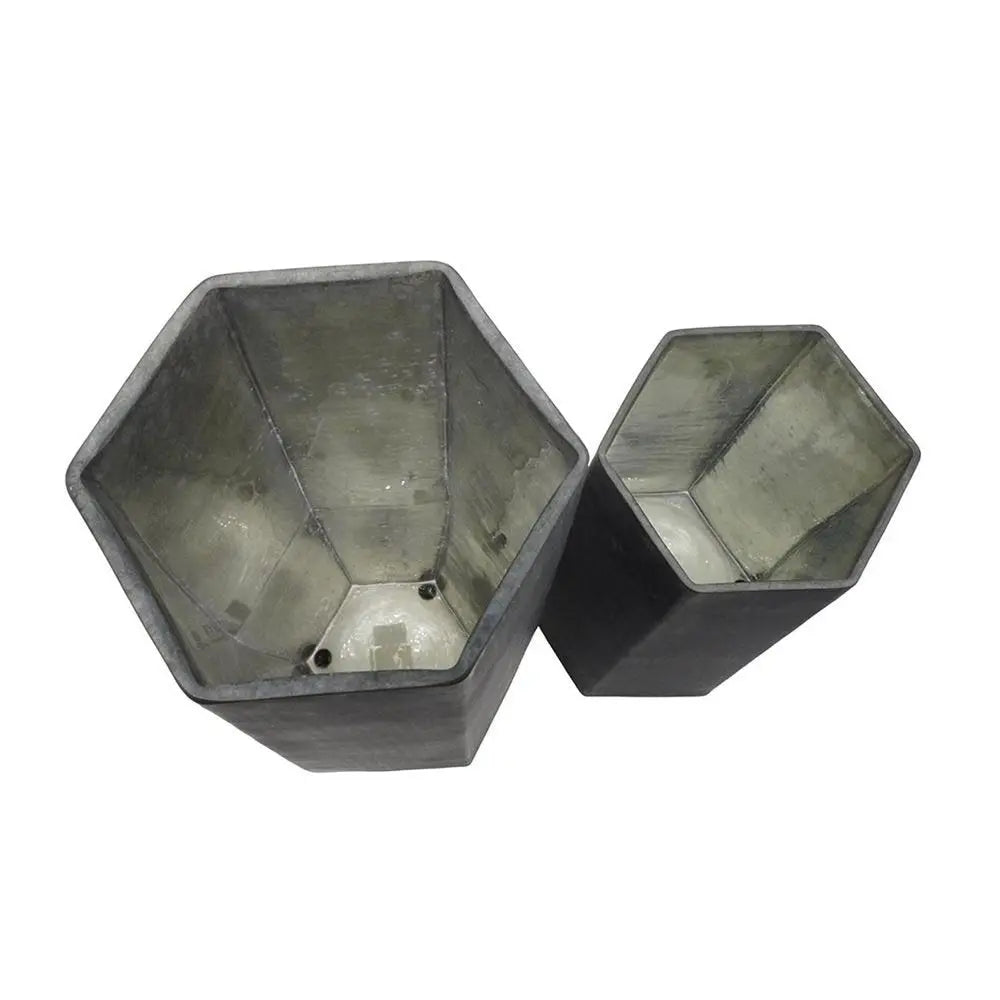 Set of Two Black Hexagonal Glass Table Vases - NOBLE HOME INTERIORS