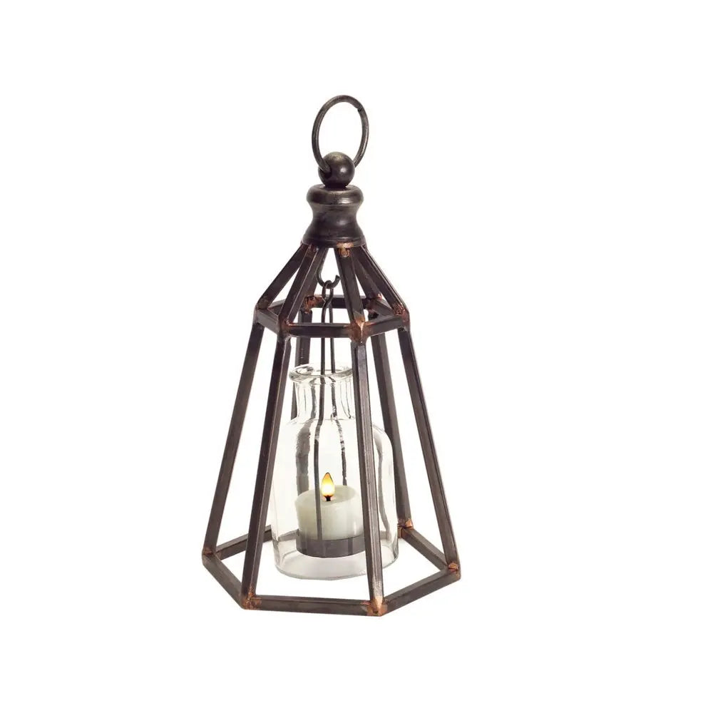 Set of Two Black Metal Geometric Tabletop Tealight Candle Holders - NOBLE HOME INTERIORS