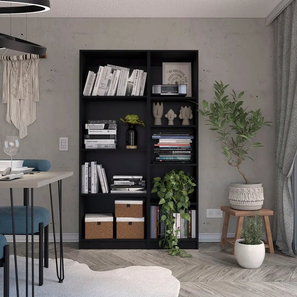 Set of Two Black Wood Multi Tier Bookcases HomeRoots