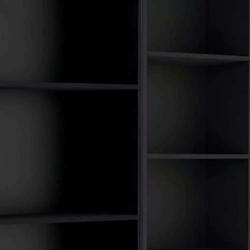 Set of Two Black Wood Multi Tier Bookcases HomeRoots