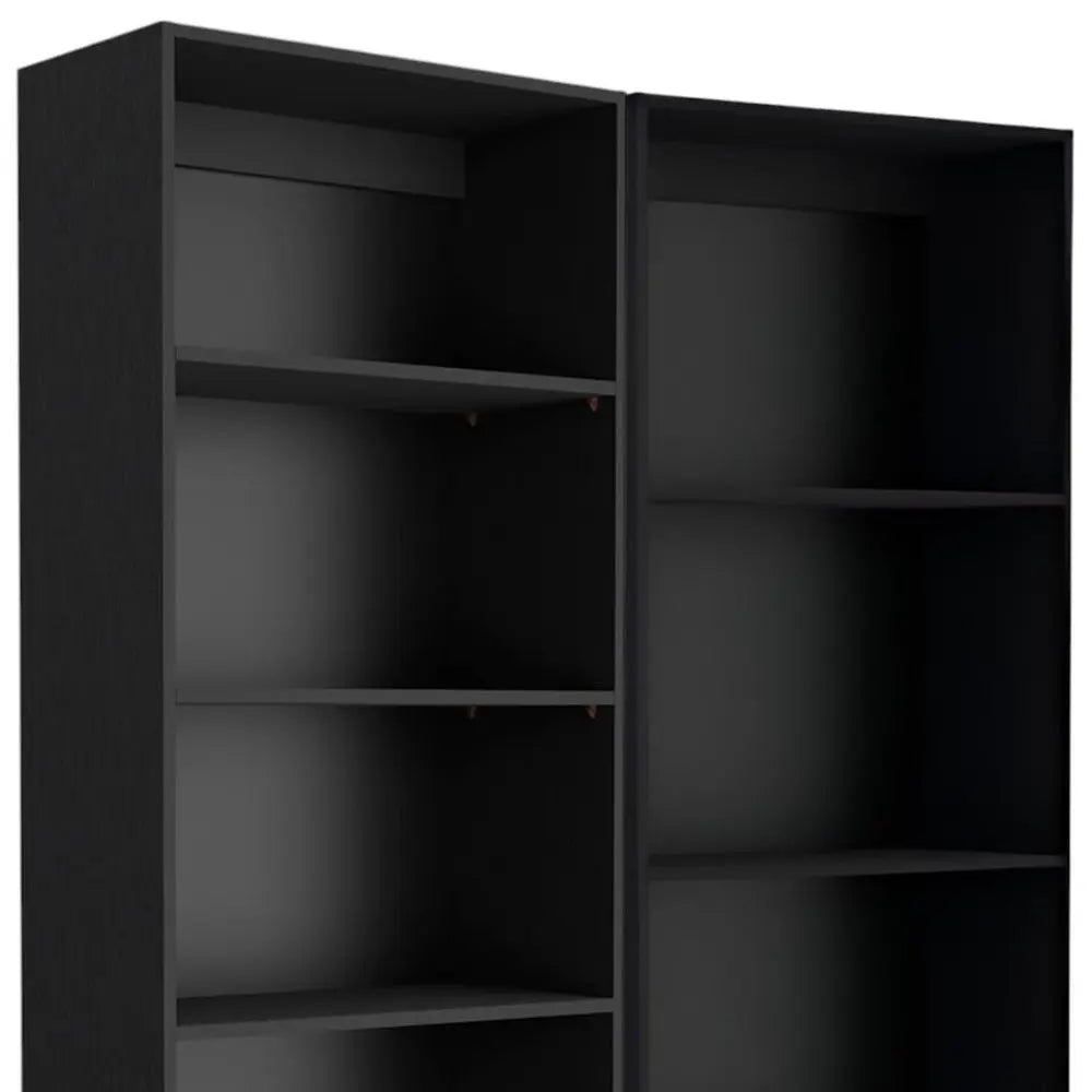 Set of Two Black Wood Multi Tier Bookcases HomeRoots