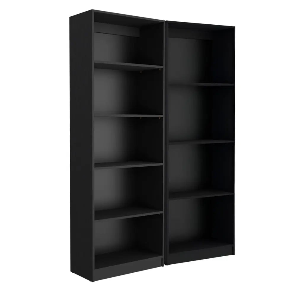 Set of Two Black Wood Multi Tier Bookcases HomeRoots