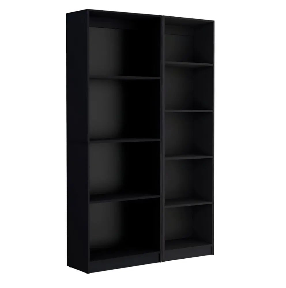 Set of Two Black Wood Multi Tier Bookcases HomeRoots