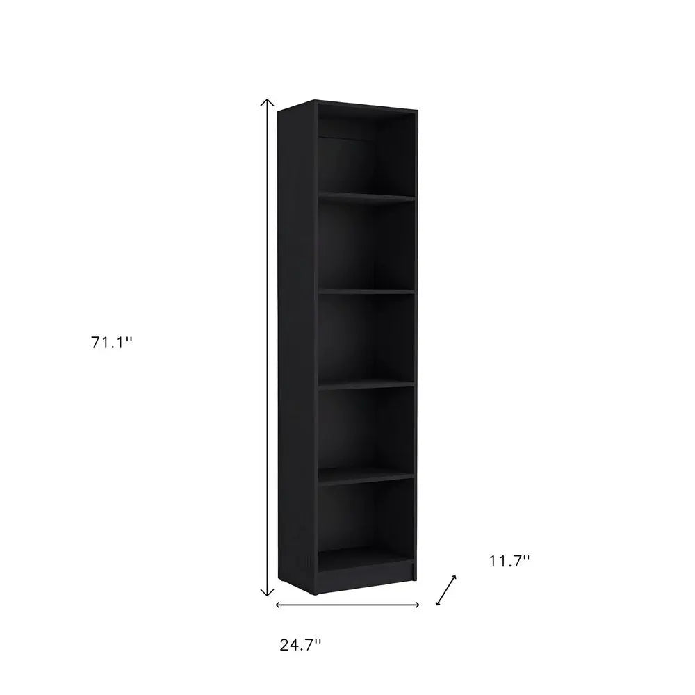 Set of Two Black Wood Multi Tier Bookcases HomeRoots