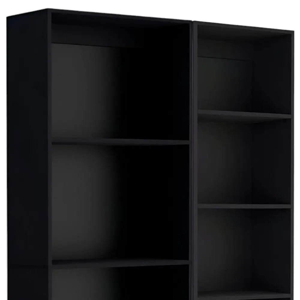 Set of Two Black Wood Multi Tier Bookcases HomeRoots