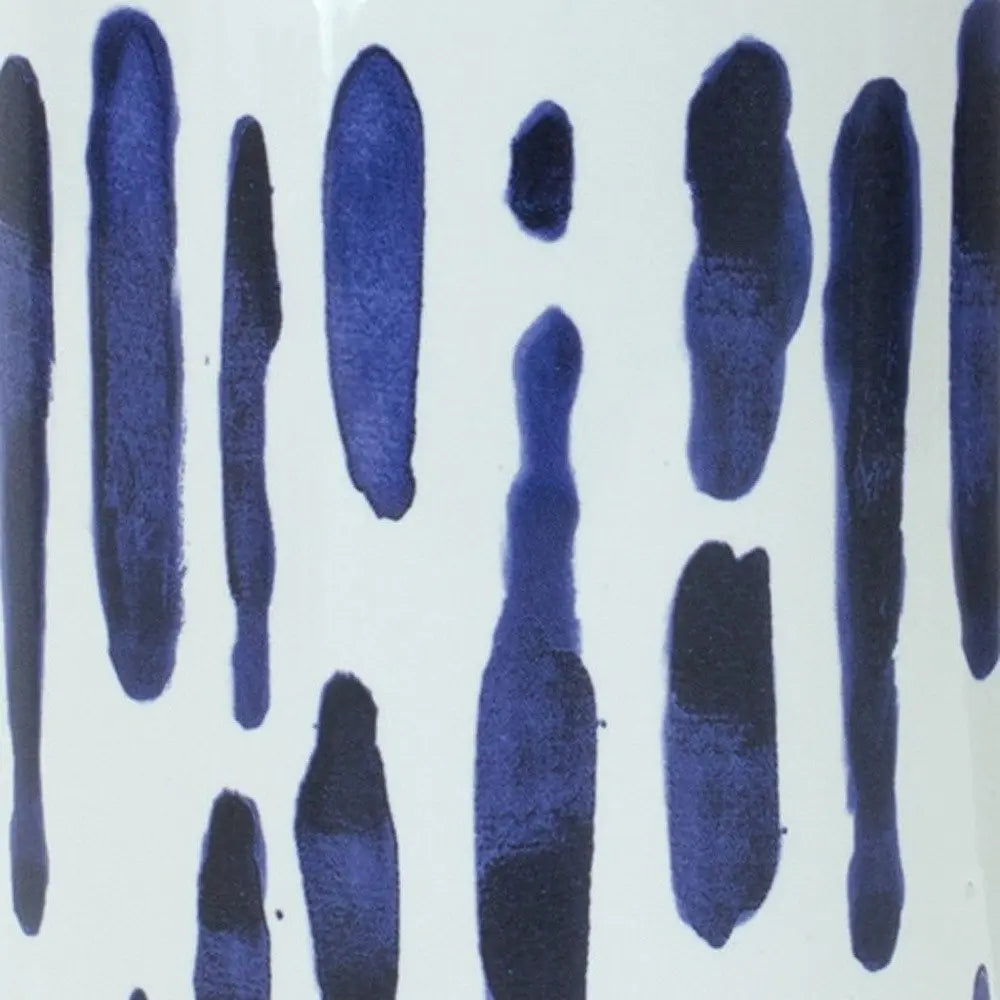 Set of Two Blue and White Abstract Cylinder Ceramic Table Vase - NOBLE HOME INTERIORS