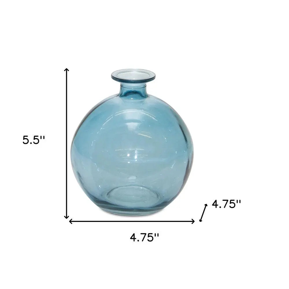 Set of Two Blue Glass Round Table Vase - NOBLE HOME INTERIORS