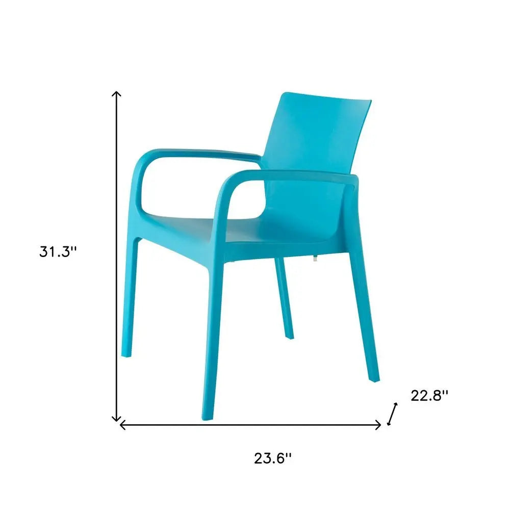 Set of Two Blue Heavy Duty Plastic Outdoor Stacking Dining Chairs - NOBLE HOME INTERIORS