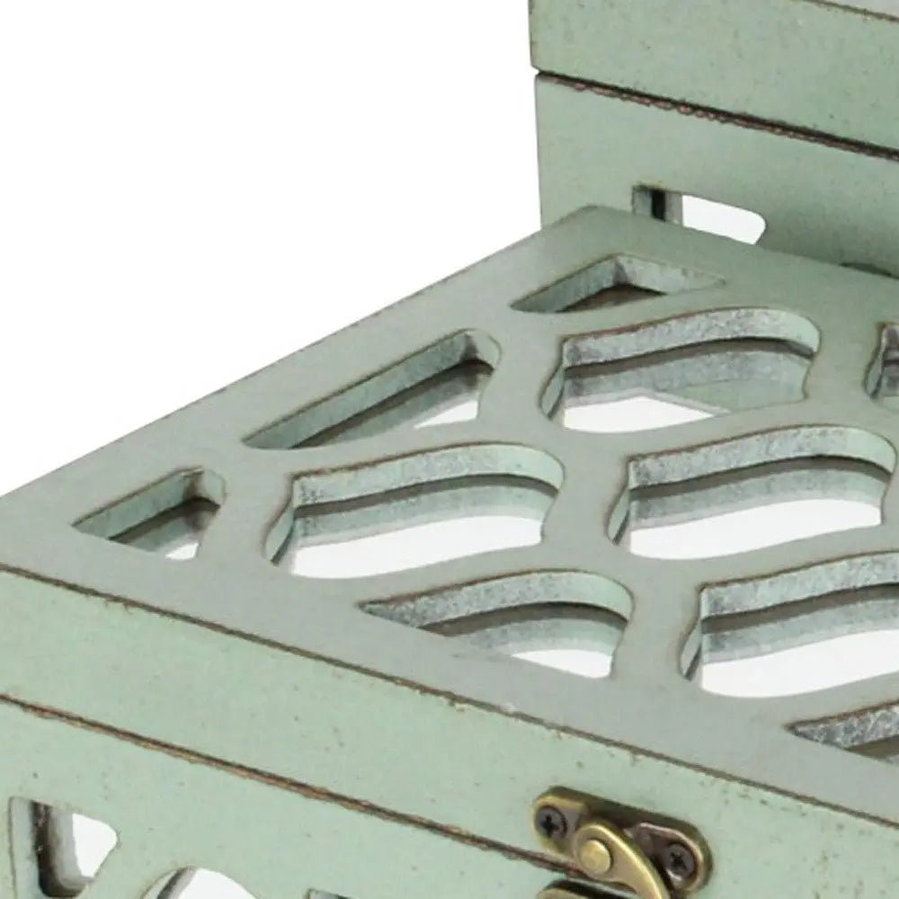 Set of Two Blue Mirrored Glass And Wood Box With Lid HomeRoots