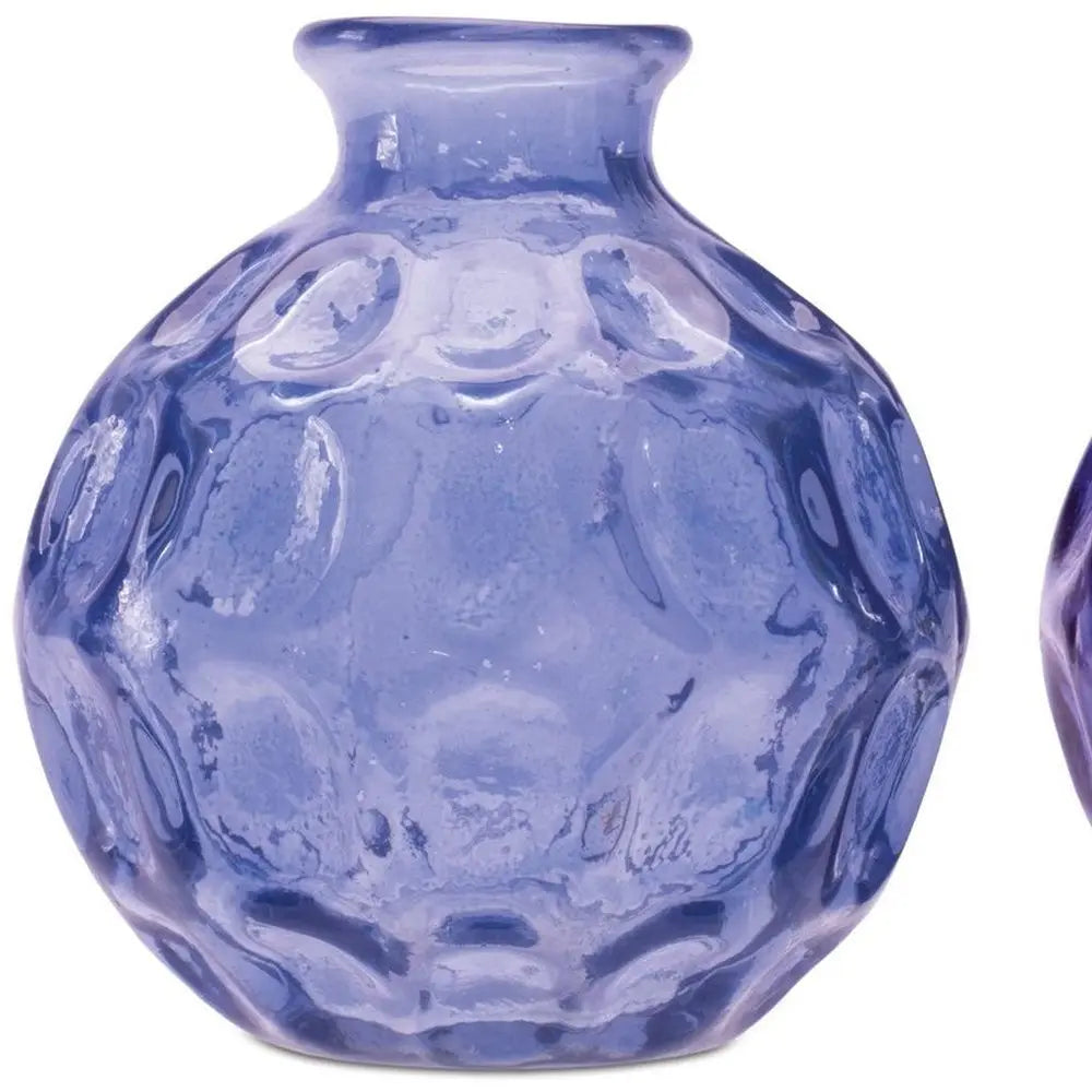 Set of Two Blue Round Glass Table Vase - NOBLE HOME INTERIORS