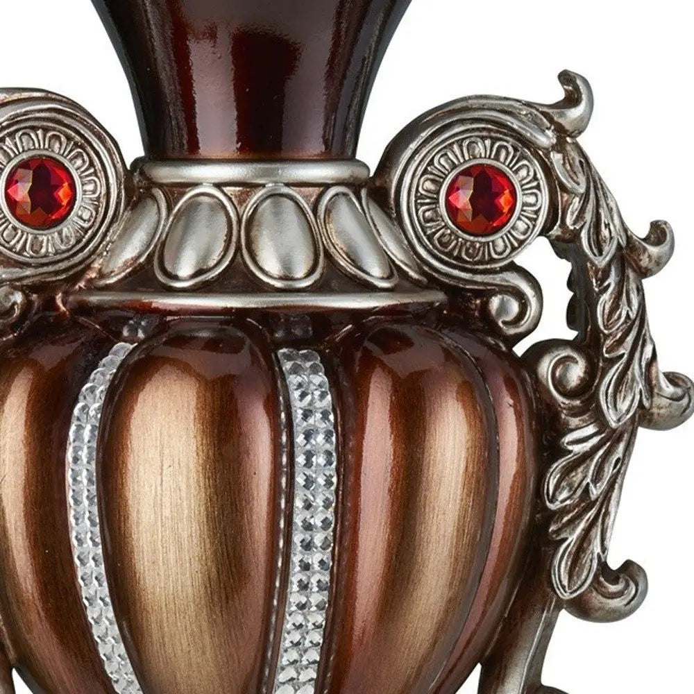 Set Of Two Bronze Tabletop Urn Shape Pillar Candle Holders - NOBLE HOME INTERIORS