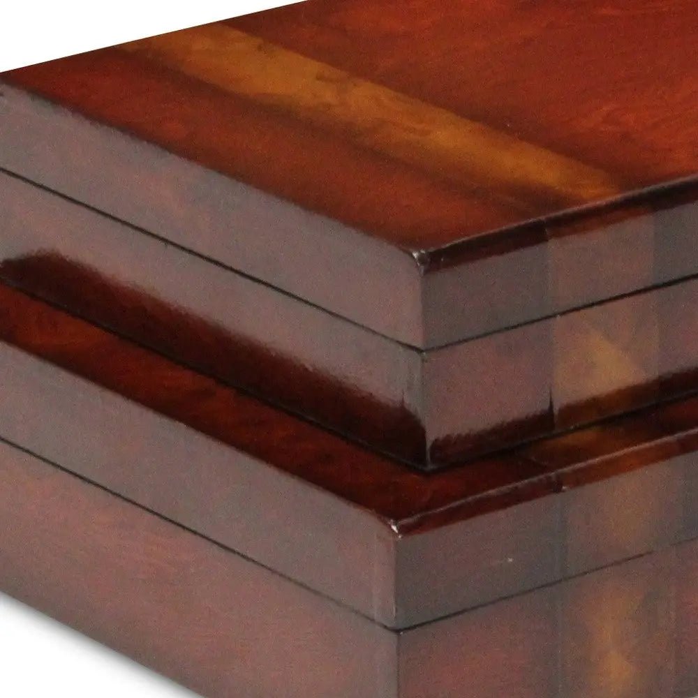 Set of Two Brown Wood Box With Lid HomeRoots