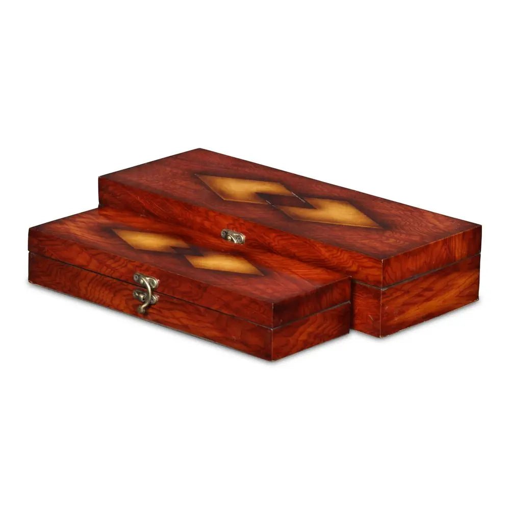 Set of Two Brown Wood Box With Lid HomeRoots