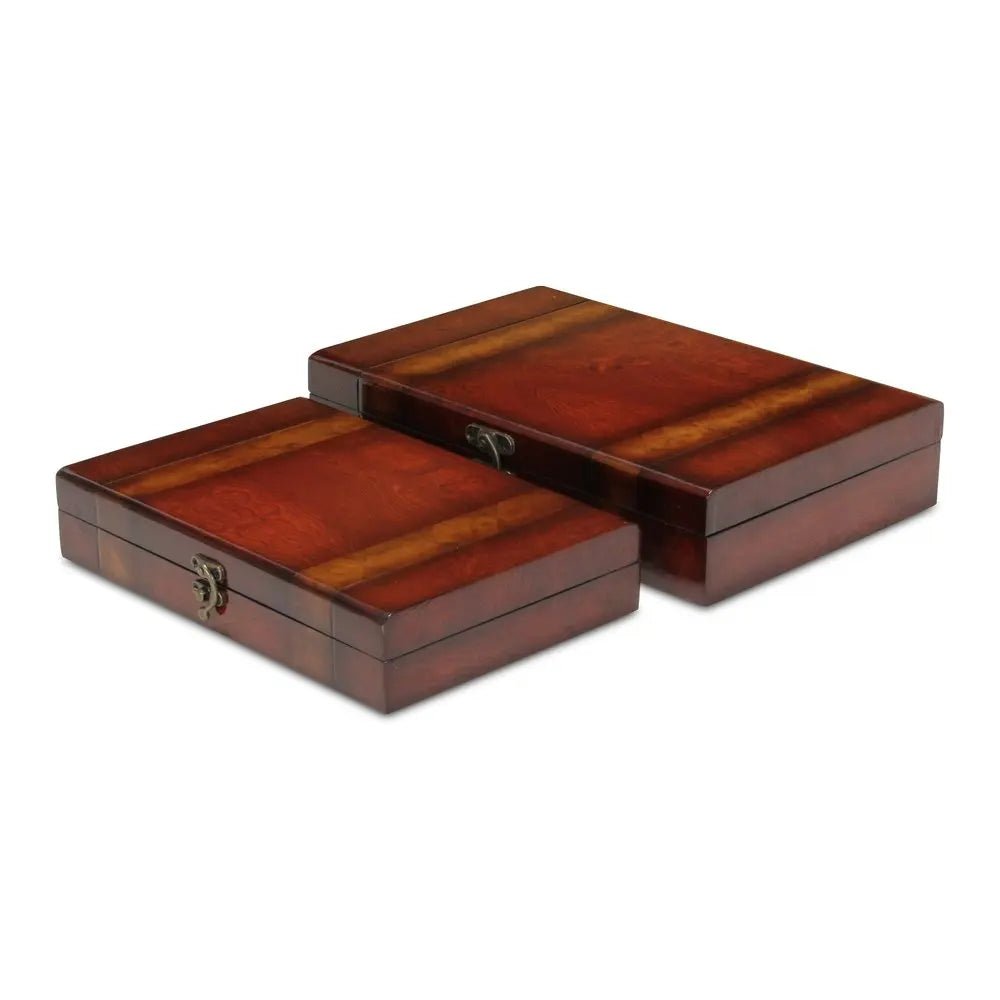 Set of Two Brown Wood Box With Lid HomeRoots