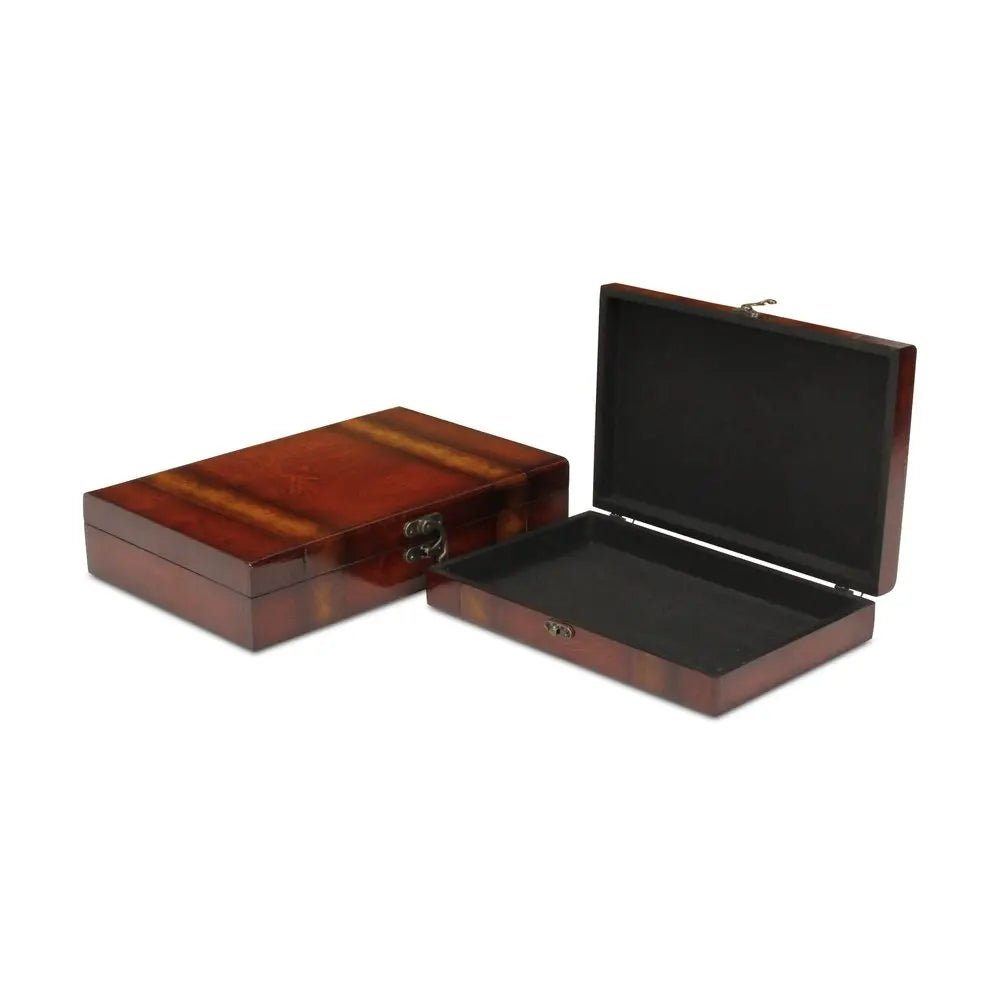 Set of Two Brown Wood Box With Lid HomeRoots