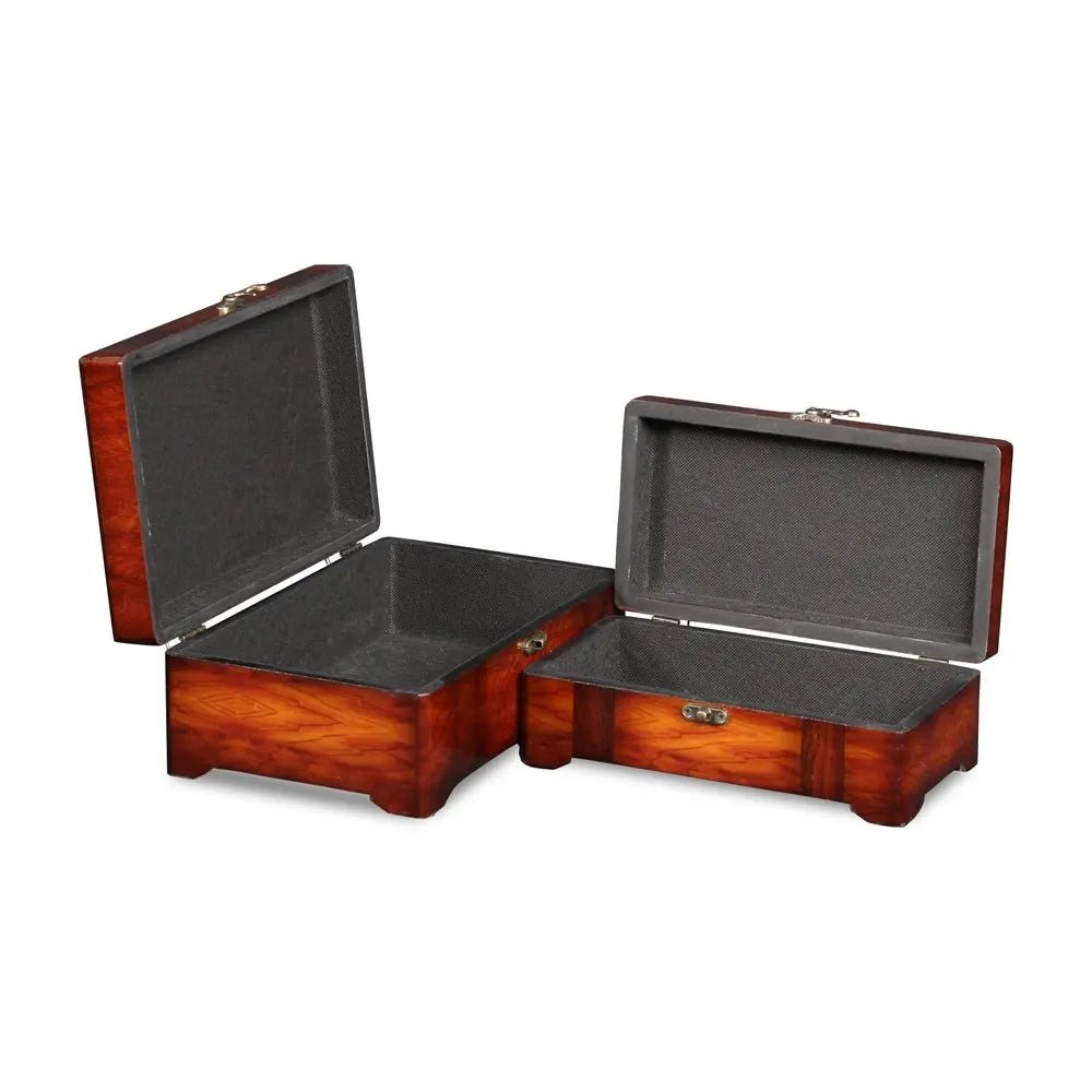 Set of Two Brown Wood Box With Lid HomeRoots