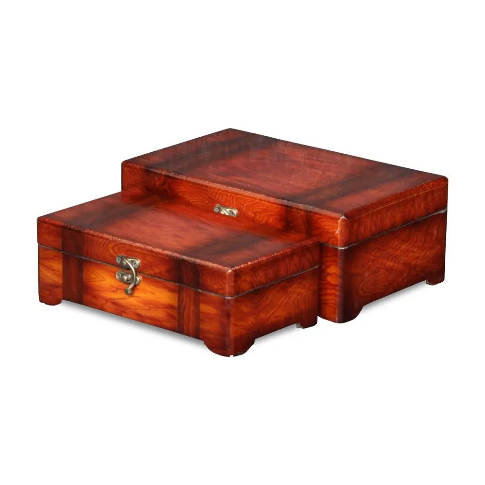 Set of Two Brown Wood Box With Lid HomeRoots