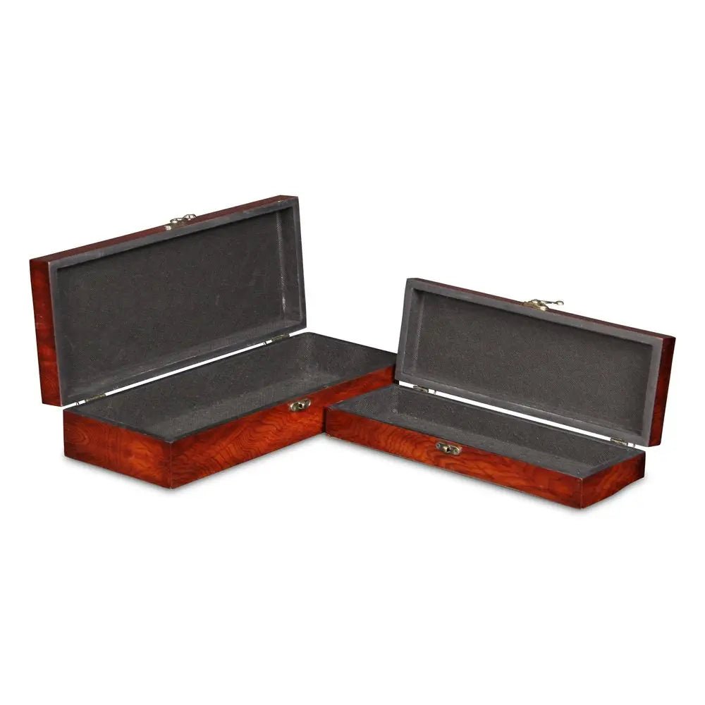 Set of Two Brown Wood Box With Lid HomeRoots