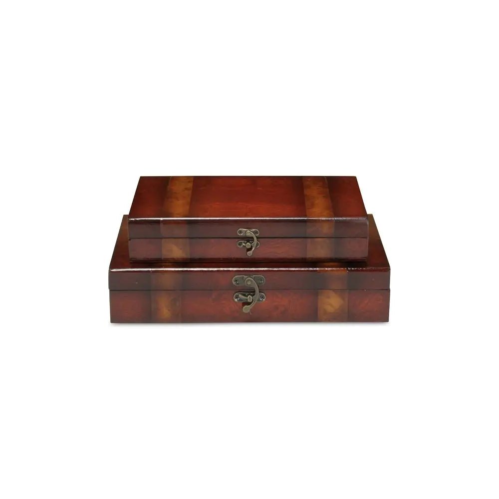 Set of Two Brown Wood Box With Lid HomeRoots