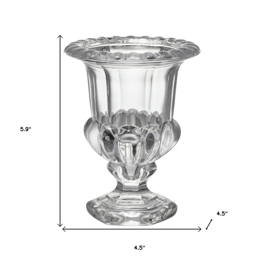 Set of Two Clear Glass Urn Table Vases - NOBLE HOME INTERIORS