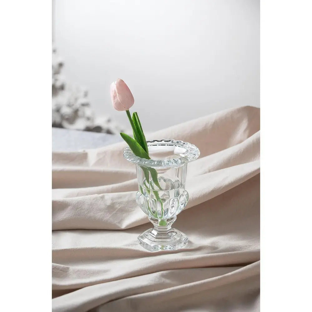 Set of Two Clear Glass Urn Table Vases - NOBLE HOME INTERIORS