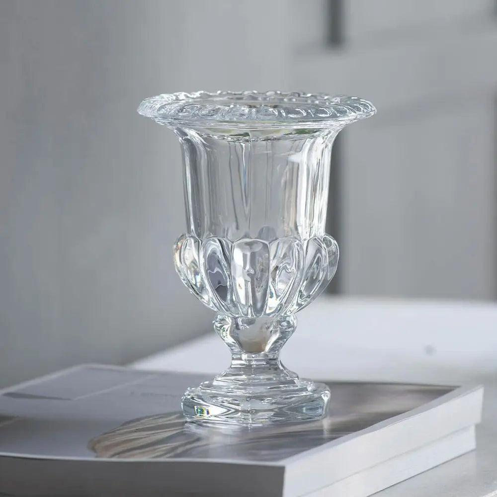 Set of Two Clear Glass Urn Table Vases - NOBLE HOME INTERIORS