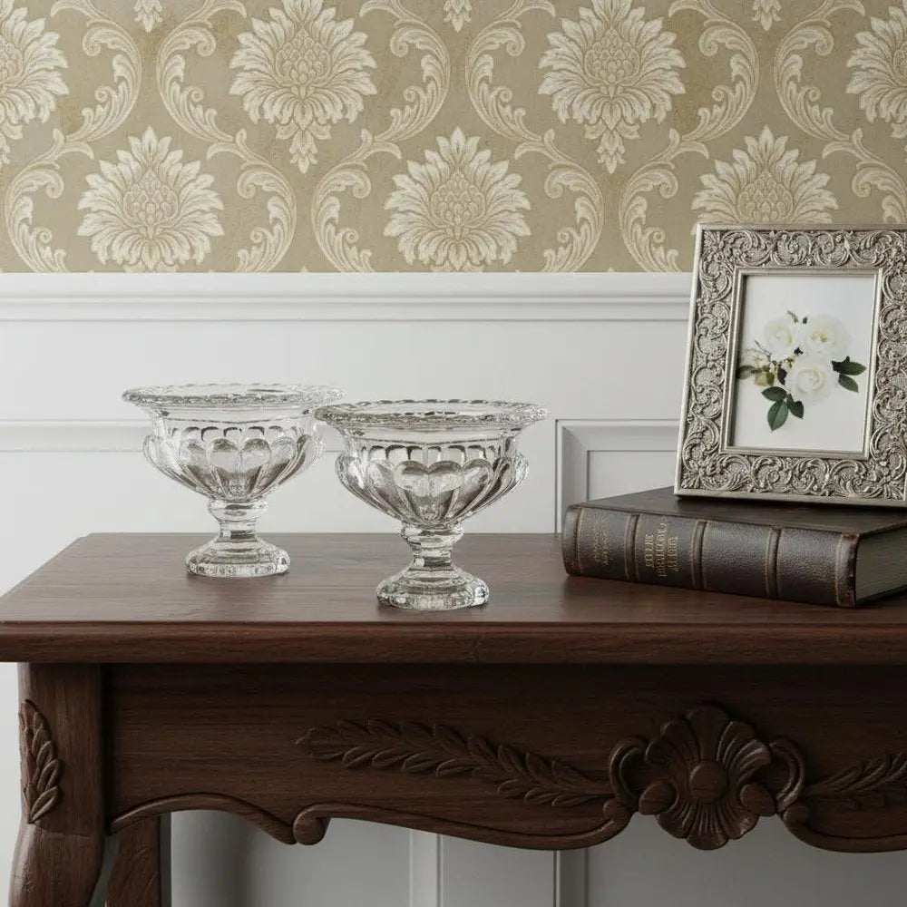 Set of Two Clear Round Glass Table Vase - NOBLE HOME INTERIORS