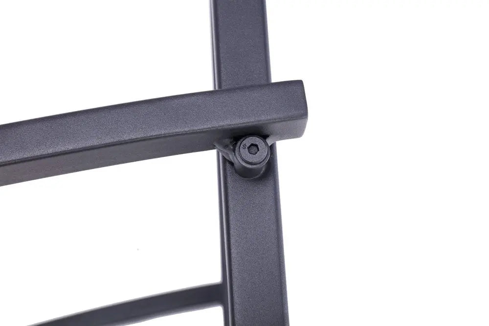 Set of Two Dark Gray Aluminum Outdoor Stacking Dining Chairs with Light Gray Cushion - NOBLE HOME INTERIORS