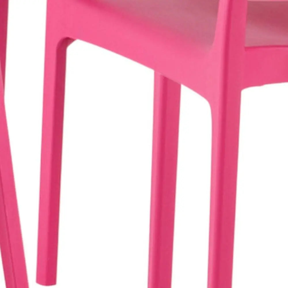 Set of Two Fuchsia Heavy Duty Plastic Outdoor Stacking Dining Chairs - NOBLE HOME INTERIORS