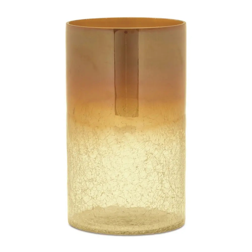 Set of Two Gold Glass Tabletop Pillar Candle Holders - NOVA HOME FURNITURE