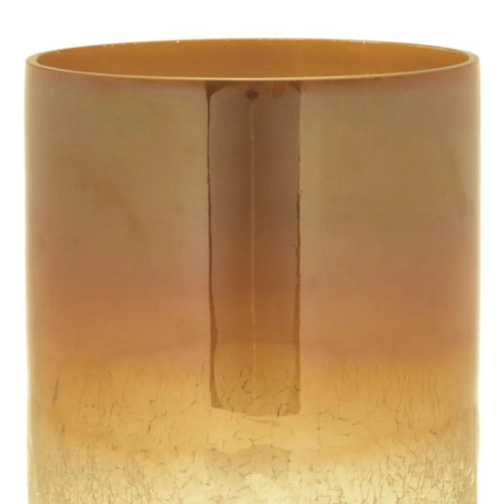 Set of Two Gold Glass Tabletop Pillar Candle Holders - NOVA HOME FURNITURE