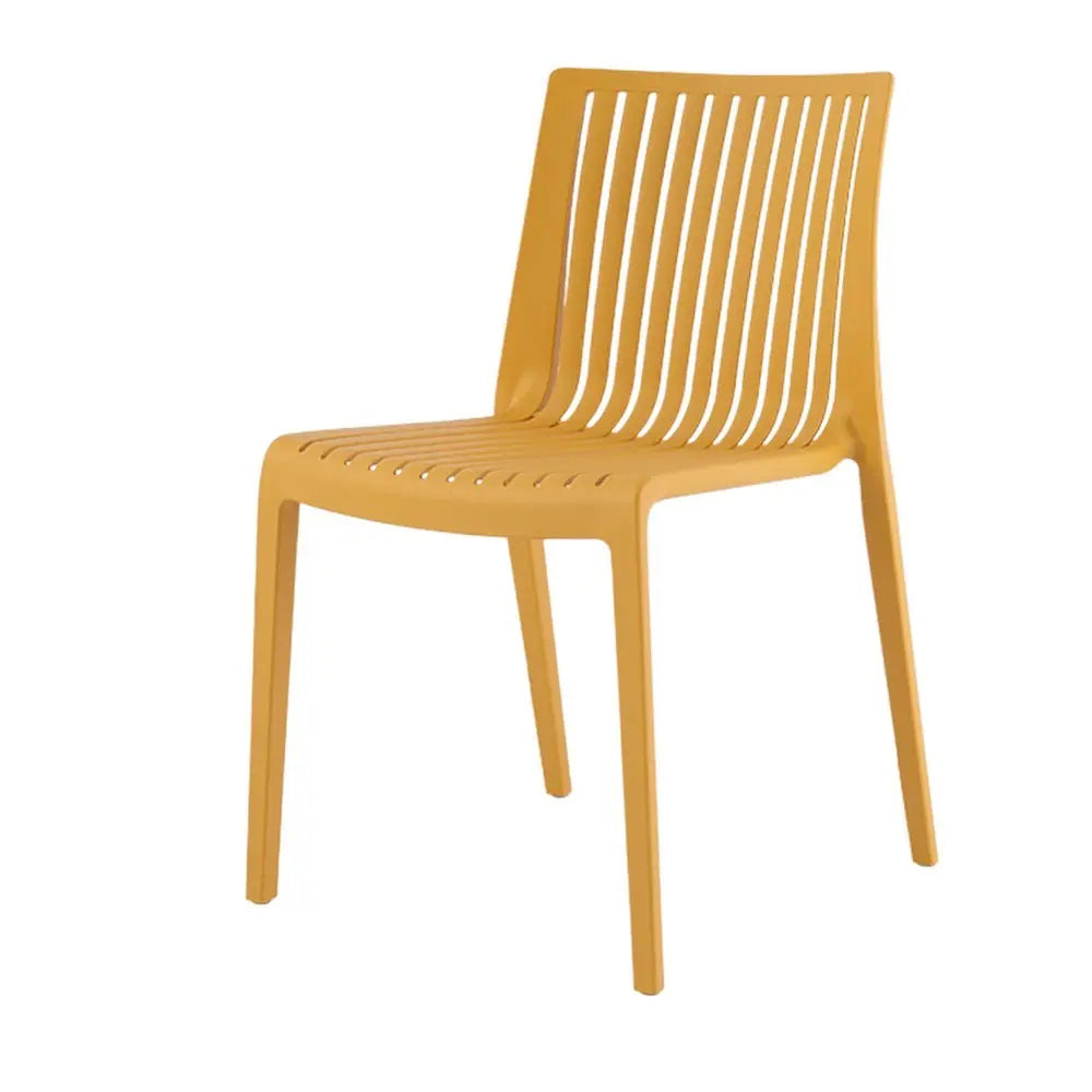 Set of Two Gold Heavy Duty Plastic Outdoor Stacking Accent Chairs - NOBLE HOME INTERIORS