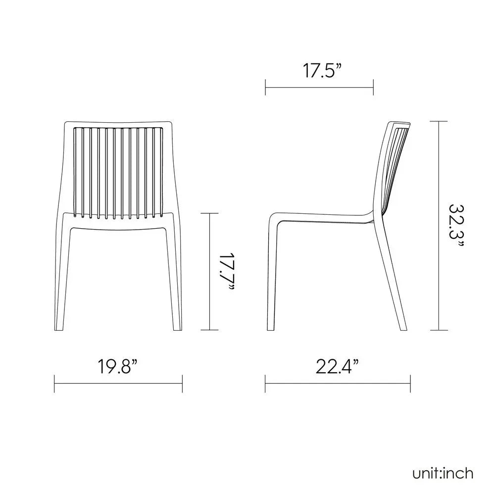 Set of Two Gold Heavy Duty Plastic Outdoor Stacking Accent Chairs - NOBLE HOME INTERIORS