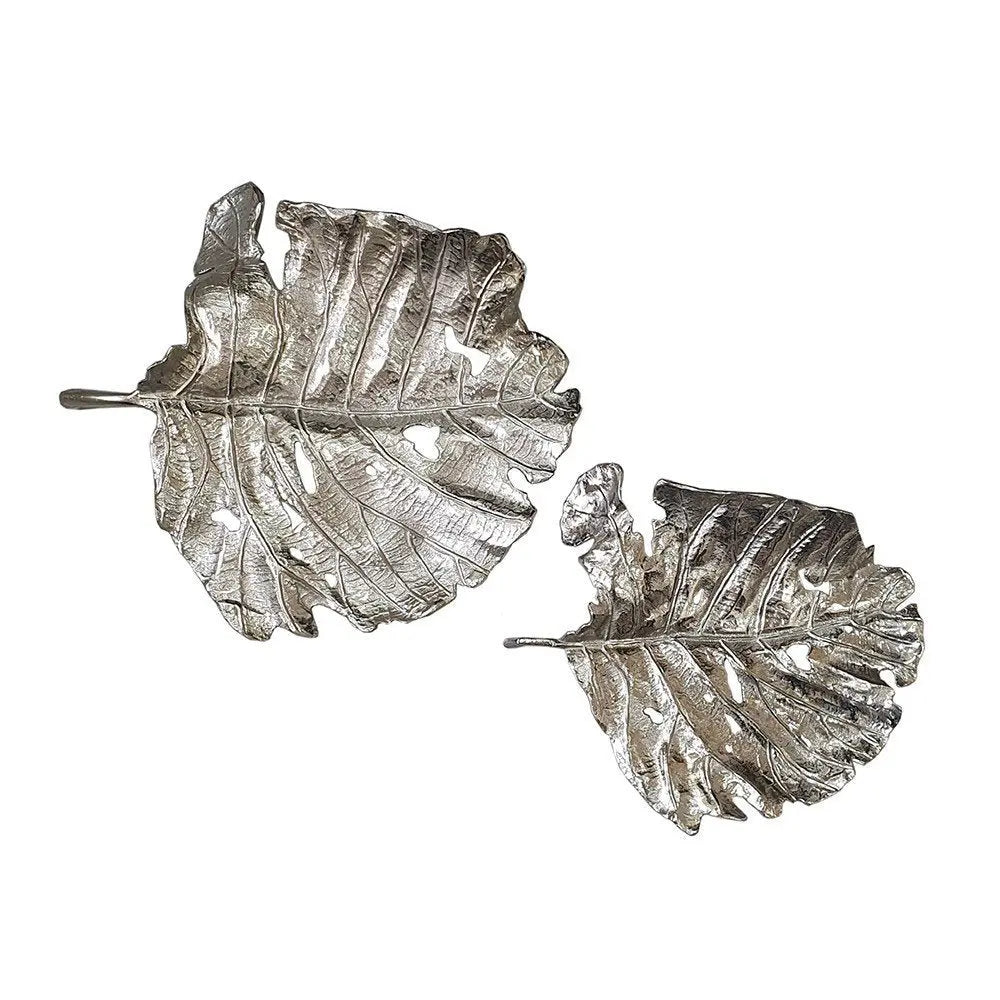 Set of Two Gray Aluminum Novelty Hanging Dimensional Sculpture - NOBLE HOME INTERIORS